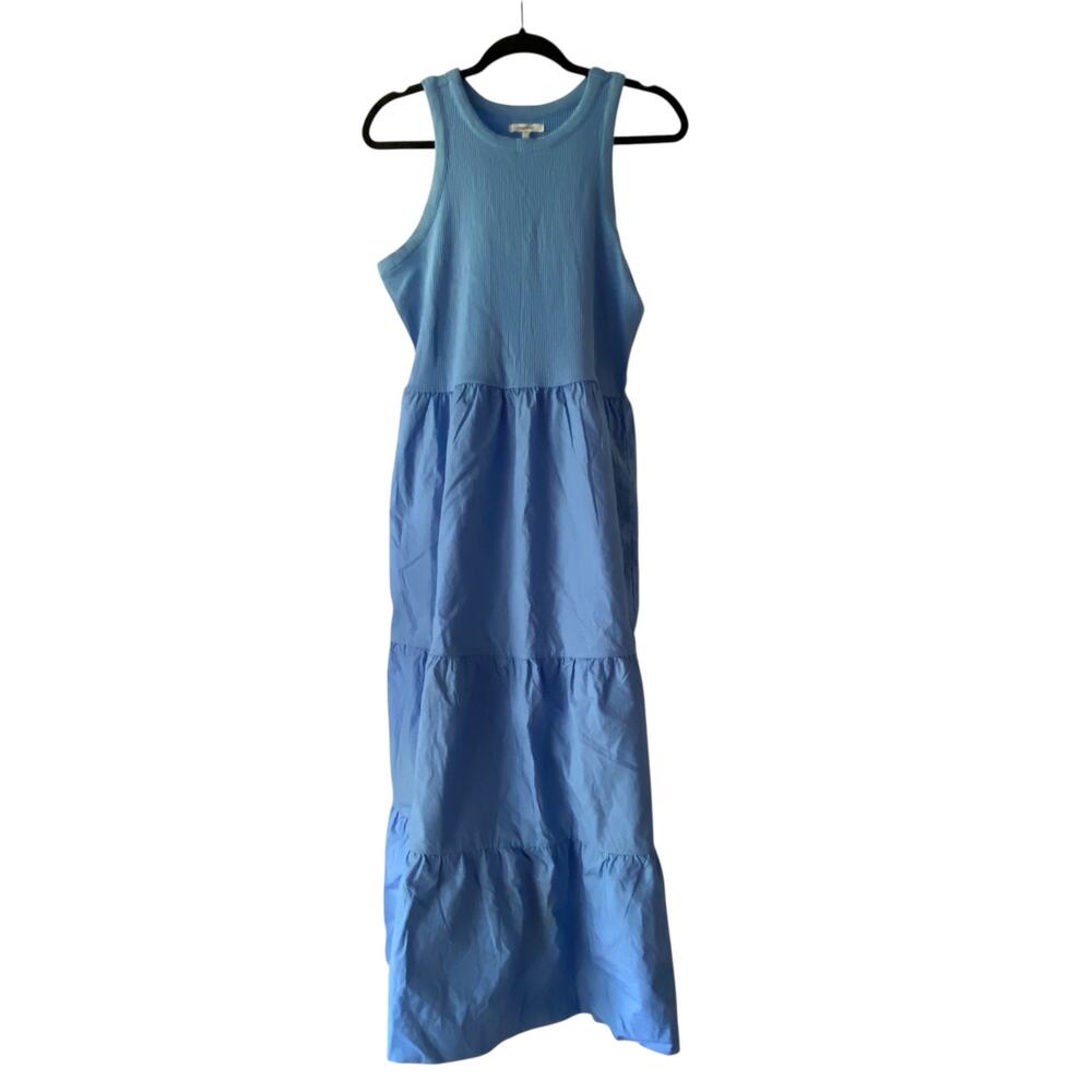 NWT Maurice’s Solid Blue Tiered Dress MIDI Dress Comfy Resortwear Summer Coastal